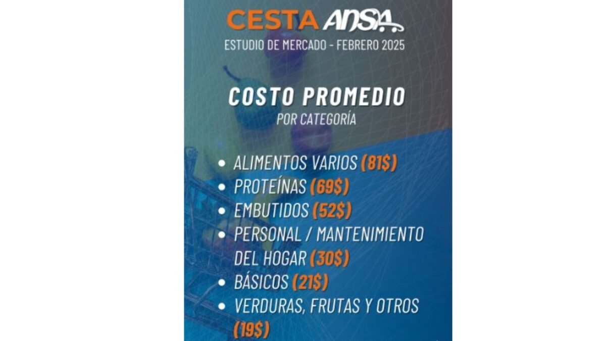 Cesta ANSA aumentó a 272 dólares en febrero: ¿cuánto cuestan los productos que conforman esta canasta?